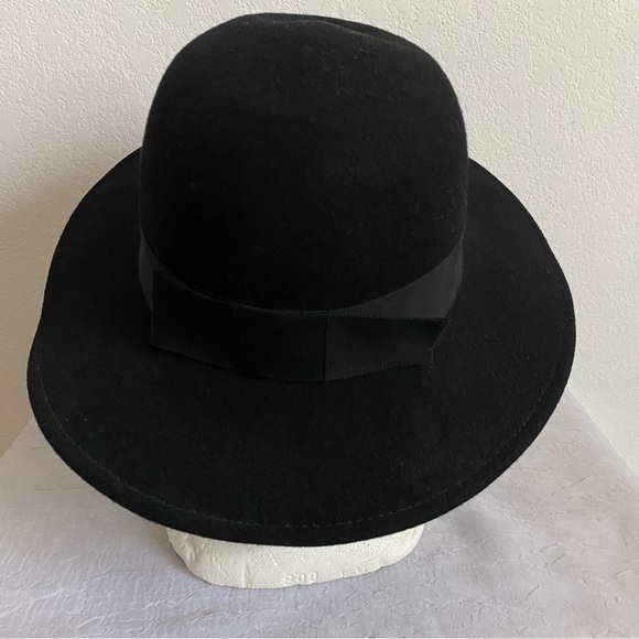 Sonni San Francisco Hat Vtg Black Wool Lancaster Fedora w Ribbon Made in USA - Picture 3 of 8